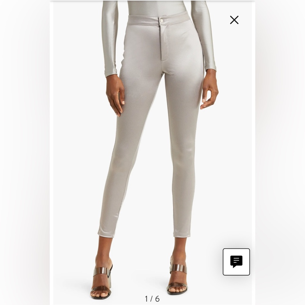 Skims Disco Pants Leggings Size L Silver NWT
